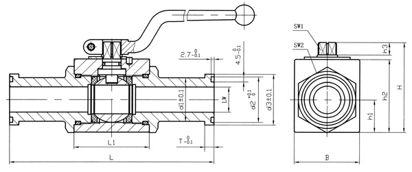 KHB-SAE礦用高壓球閥外形尺寸 KHB-SAE礦用高壓球閥外形尺寸