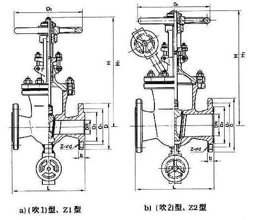 鑄鋼帶吹掃孔閘閥結(jié)構(gòu)圖